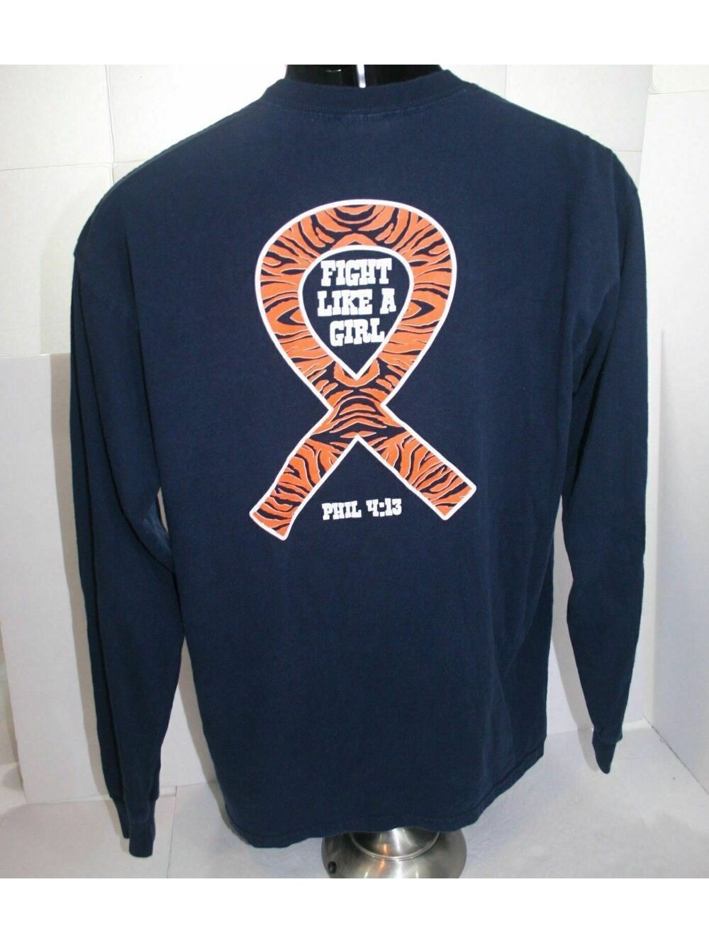 Auburn Tigers War Eagle Breast Cancer AwarenessRibbon Long Sleeve T Shirt Medium